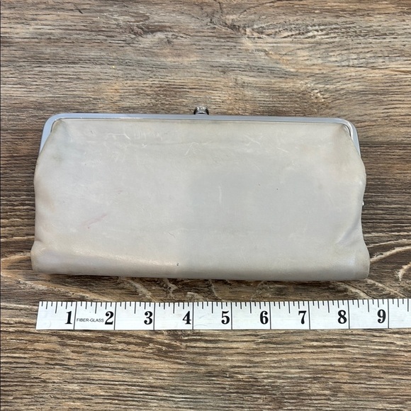 Hobo Lauren Clutch Wallet Leather Double Frame Light Gray Magnetic - Picture 10 of 11